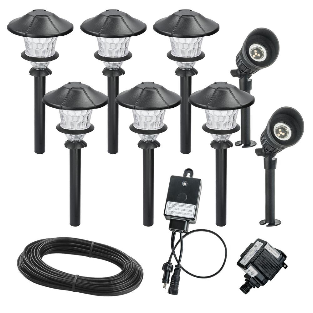 Landscape Lighting Kits
 Hampton Bay Low Voltage Black Outdoor Integrated LED