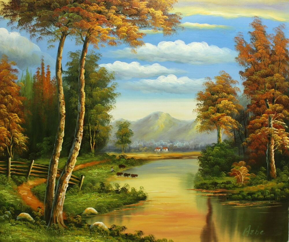 Landscape Paintings On Canvas
 Oil Painting Stretched Canvas 20"x 24" Autumn