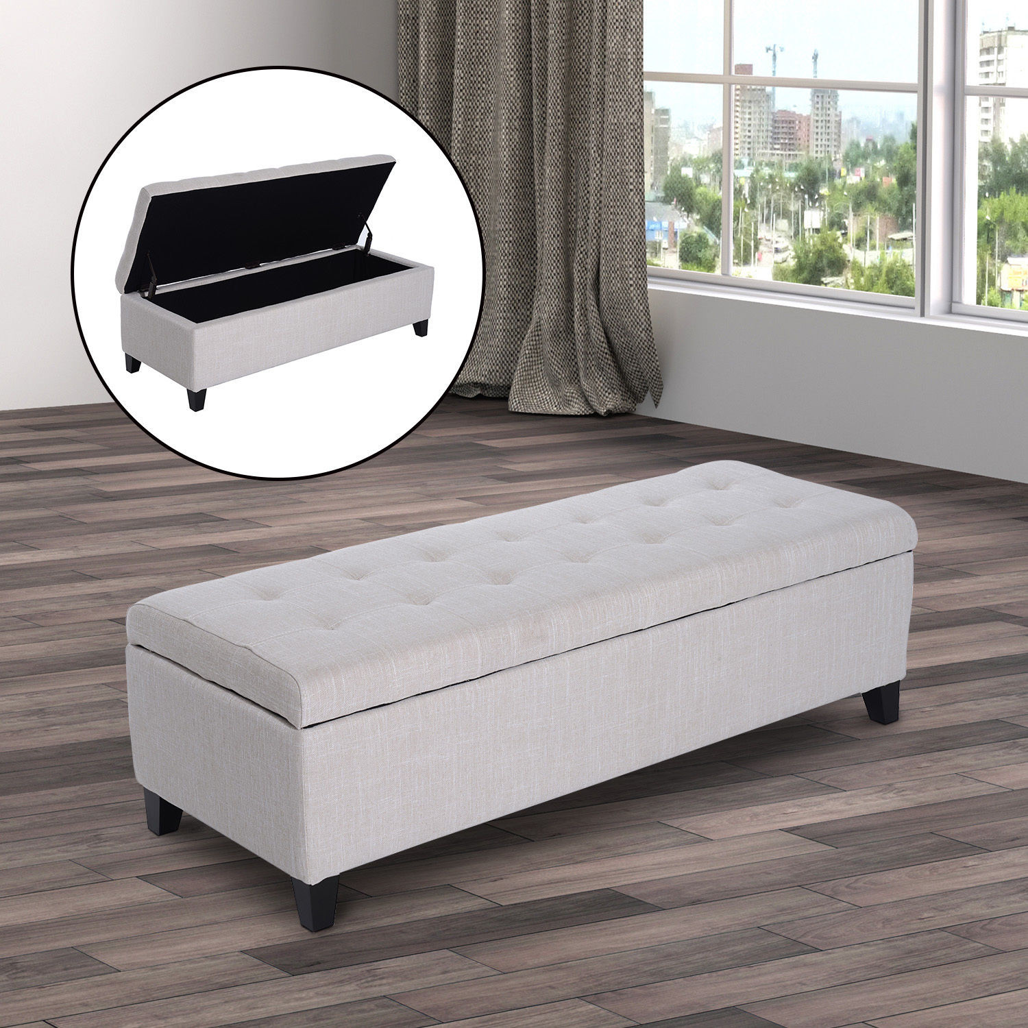 Large Storage Bench
 51" Tufted Top Storage Bench Ottoman Footrest Stool