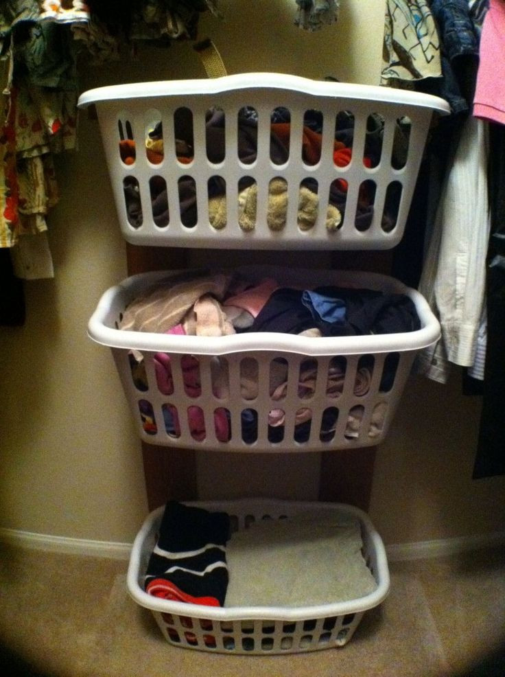 Laundry Basket Organizer DIY
 DIY Closet clothes basket rack at idea