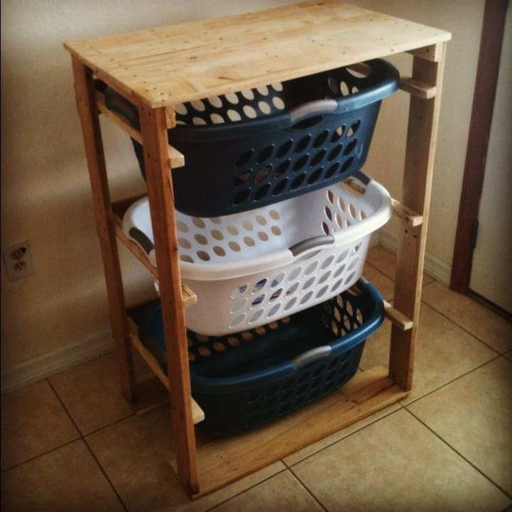 Laundry Basket Rack DIY
 Creative Ways to Repurpose Laundry Baskets