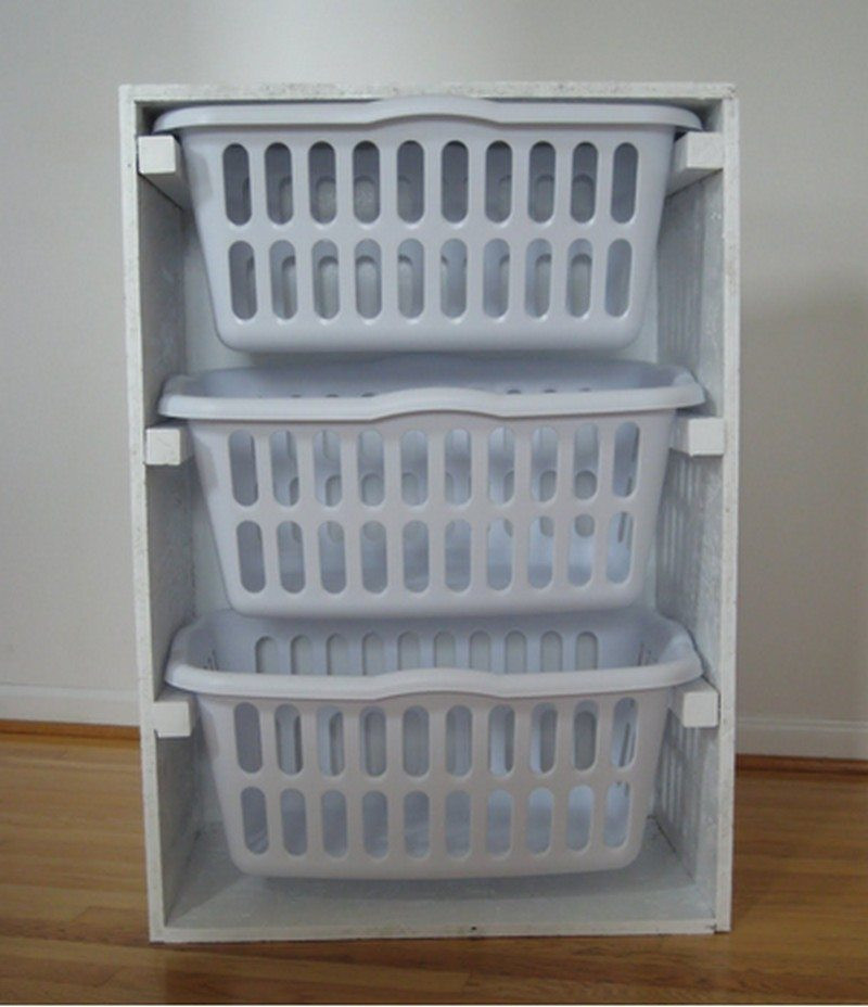 Laundry Basket Rack DIY
 Super Clever Laundry Room Storage Solutions