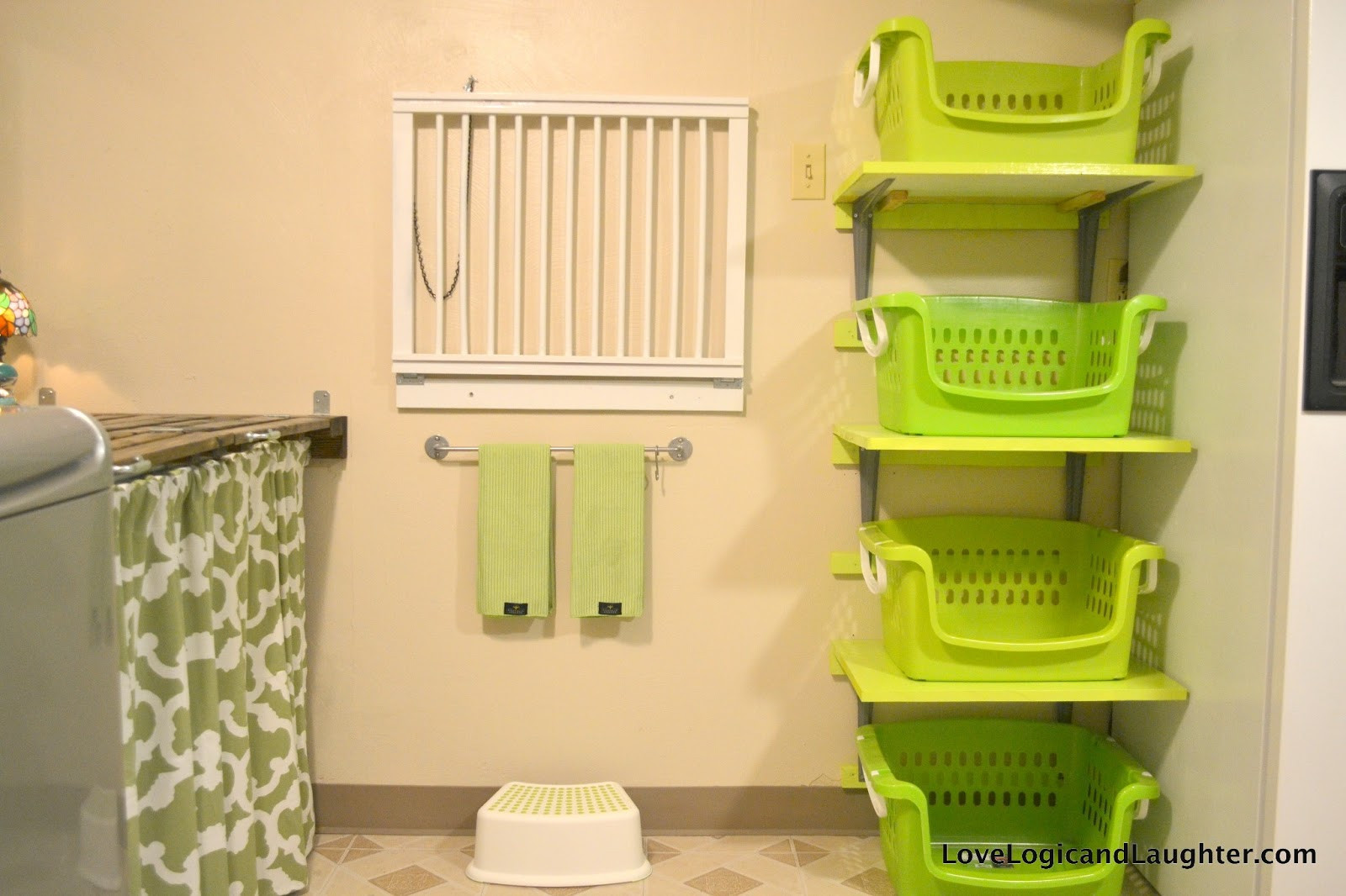 Laundry Basket Rack DIY
 Shelves for Laundry Baskets diy