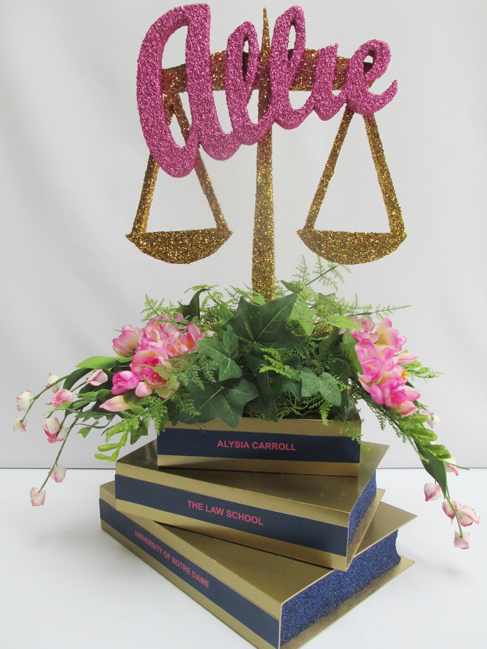 Law School Graduation Party Ideas
 Pink and green law themed centerpiece