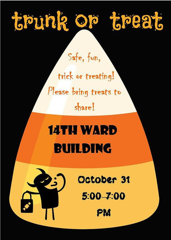 Lds Halloween Party Ideas
 LDS Trunk or Treat Invites Halloween Pinterest