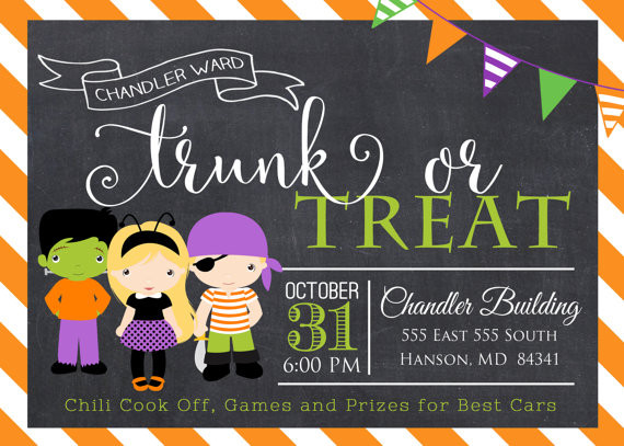 Lds Halloween Party Ideas
 Trunk or Treat Halloween Invitation Ward Party Invitation