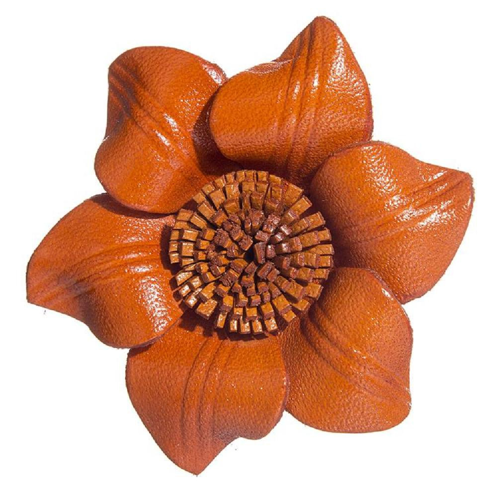 Leather Brooches
 Getsjewels Orange Real Genuine Leather Flower Brooch Lapel