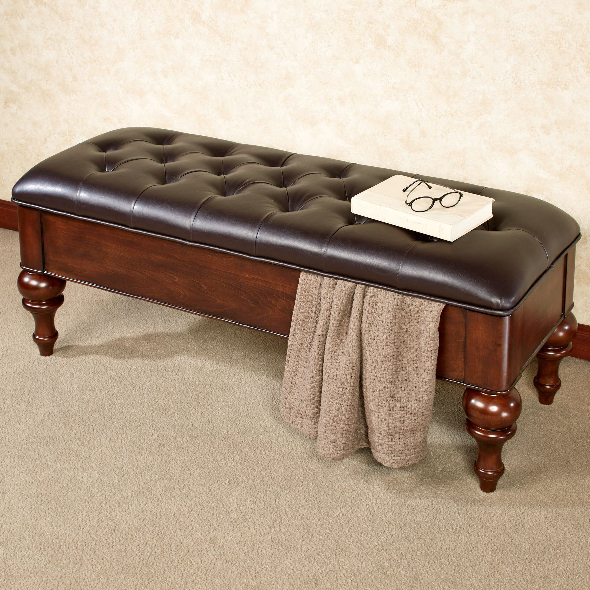 Leather Storage Bench
 Nicholas Dark Chocolate Faux Leather Upholstered Storage Bench
