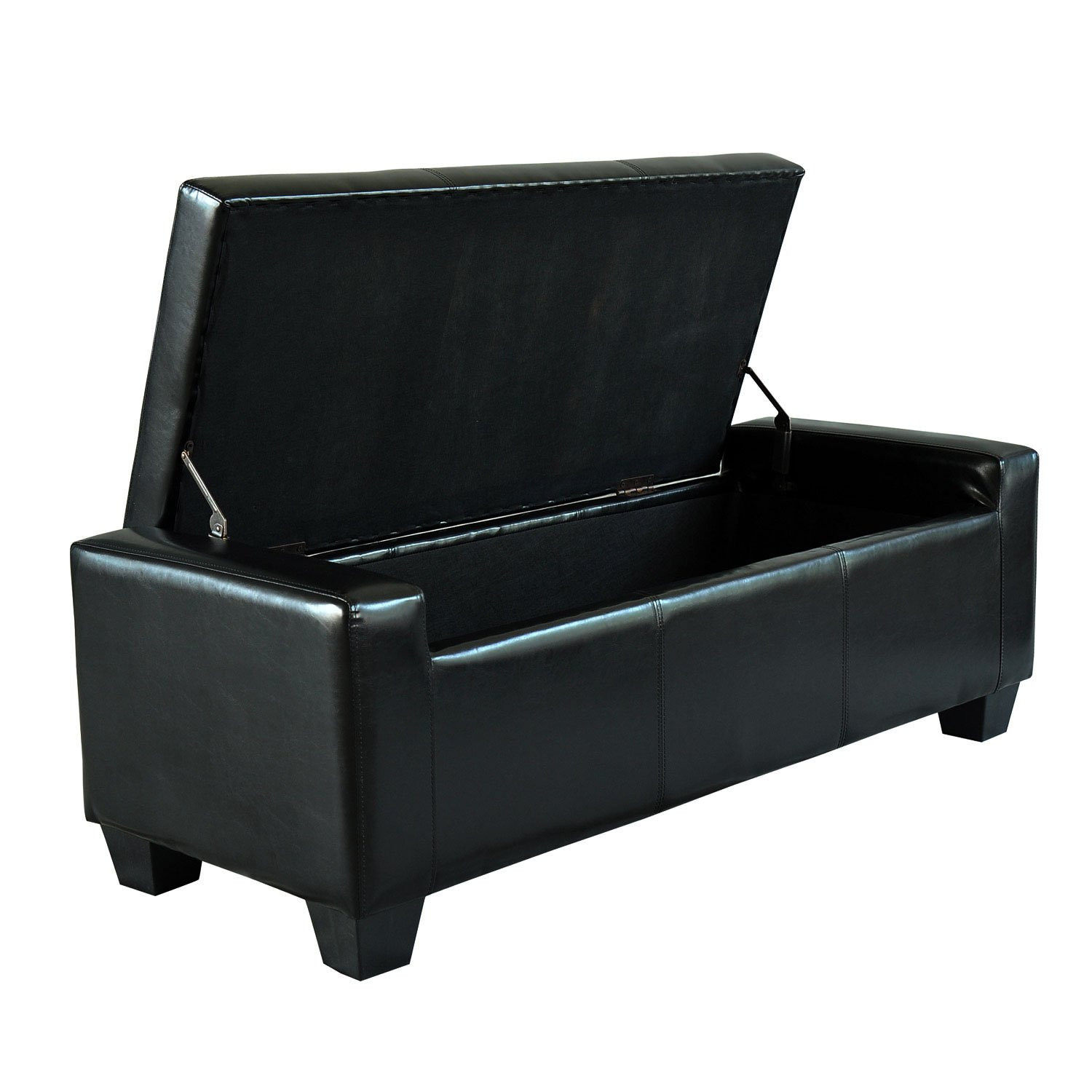 Leather Storage Bench
 Black Faux Leather Storage Bench Ottoman Foot Rest Living