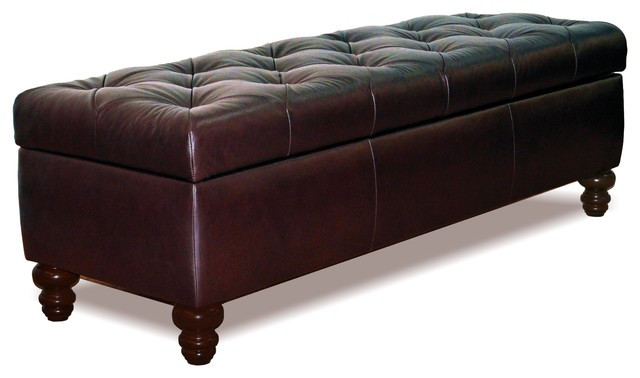 Leather Storage Bench
 Chesterfield Storage Bench Button Tufted Ottoman In