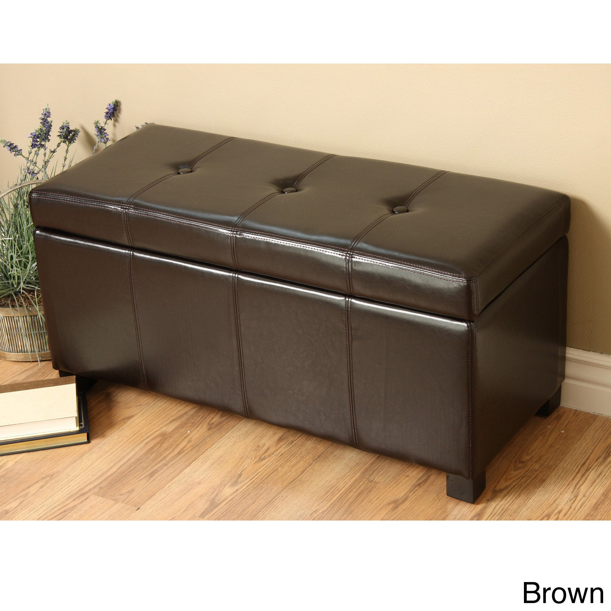 Leather Storage Bench
 New Modern Faux Leather Storage Bench Living Room Accent