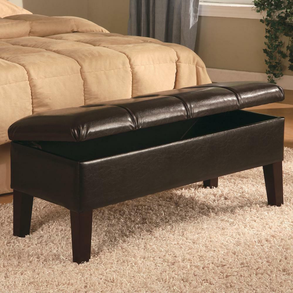 Leather Storage Bench
 Brown Bonded Leather Storage Ottoman Bench with by Coaster