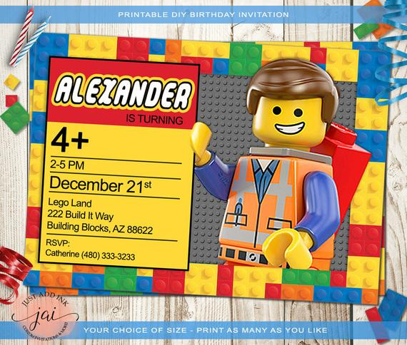Lego Birthday Party Invitations
 justaddinkcreatives Personalized Lego Birthday