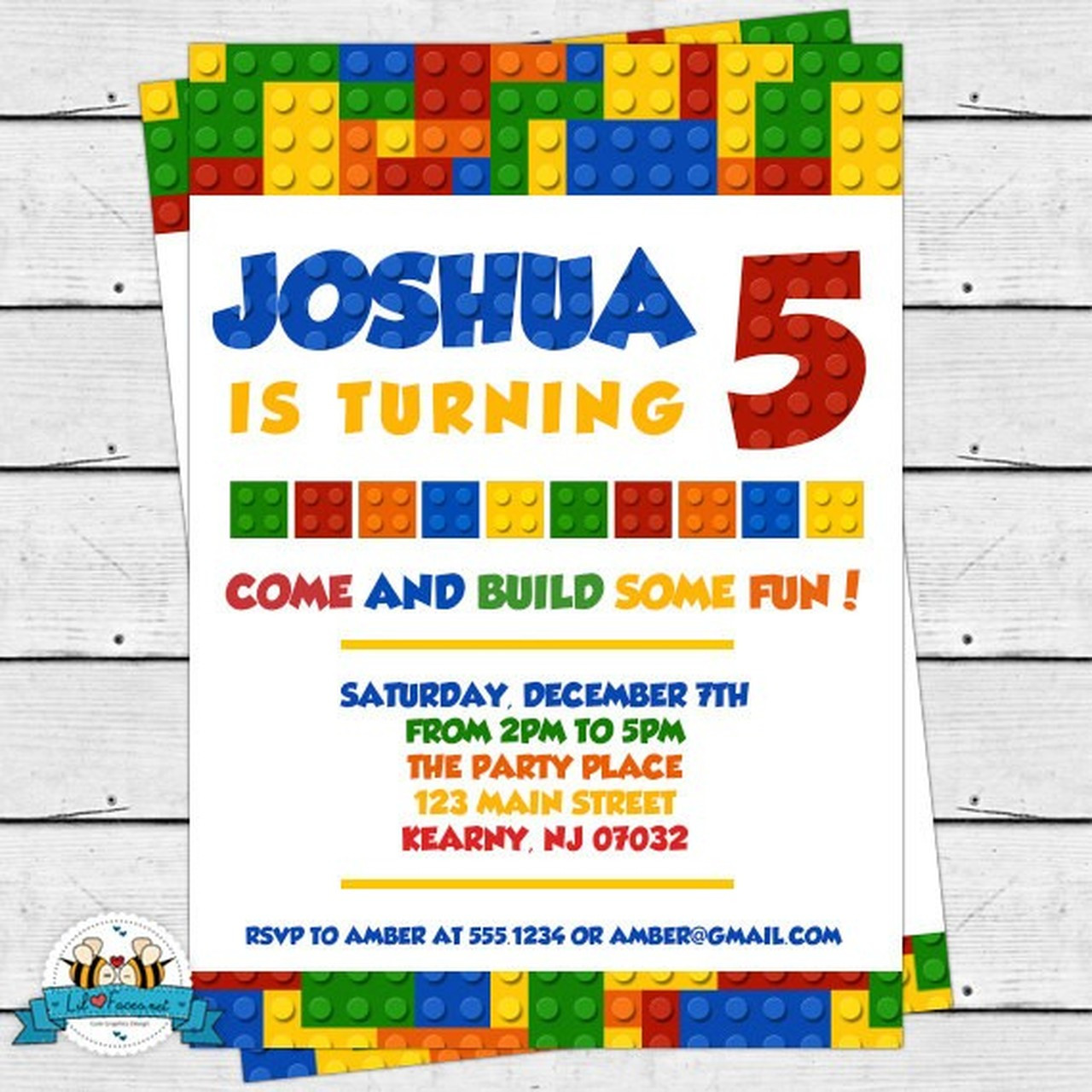 Lego Birthday Party Invitations
 Colorful Blocks Birthday Party Invitation Lego