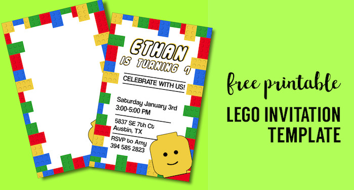 Lego Birthday Party Invitations
 Free Printable Lego Birthday Party Invitation Template