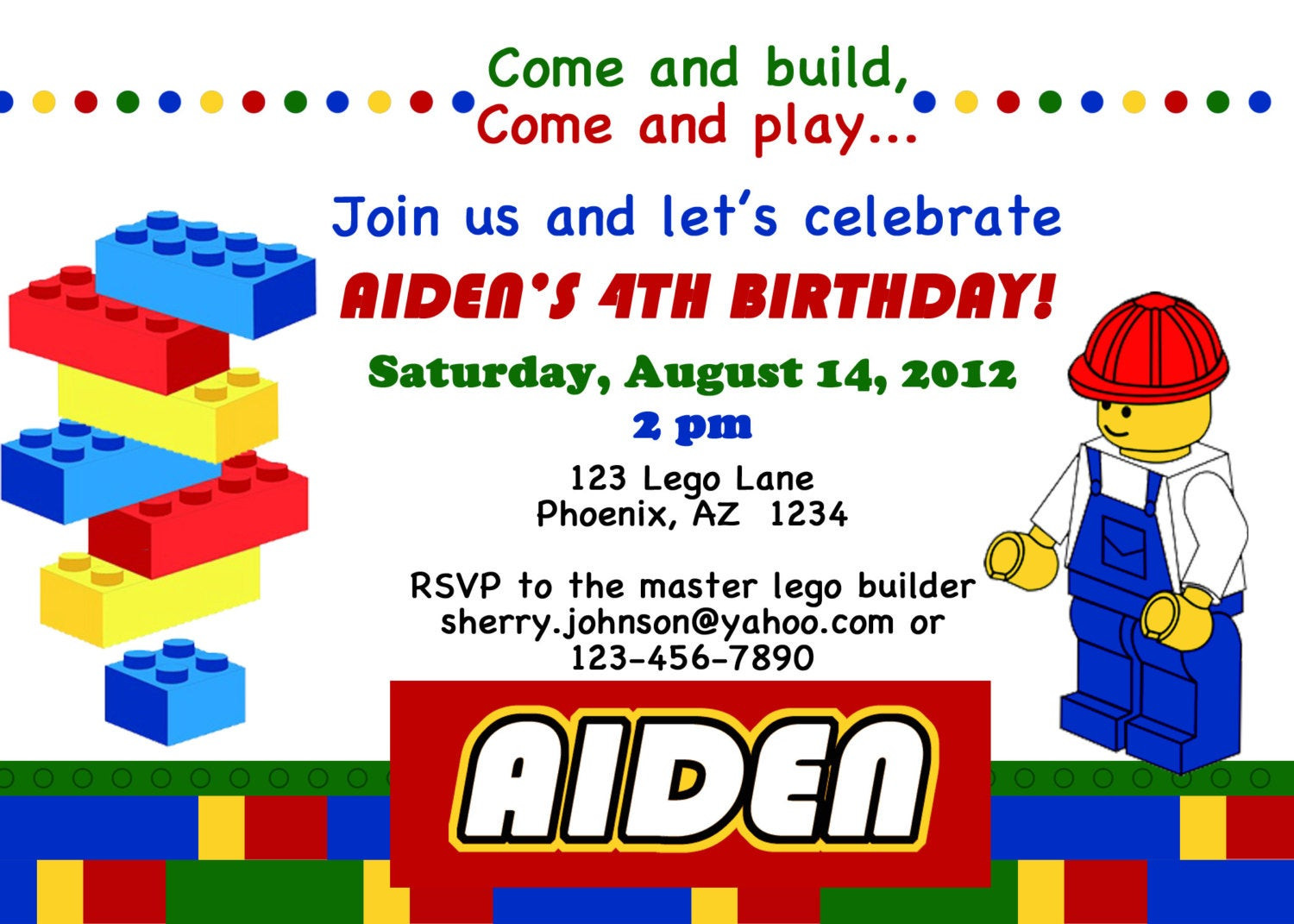 Lego Birthday Party Invitations
 PRINTABLE Lego Birthday Party Collection DIY by luvbugdesign