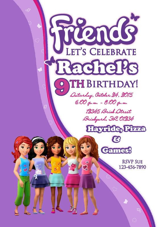 Lego Friends Birthday Invitations
 Lego Friends Inspired Birthday Invitation by