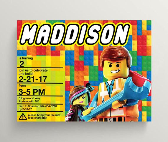 Lego Movie Birthday Invitations
 Lego Invitation Lego Birthday Invitation Lego Movie by