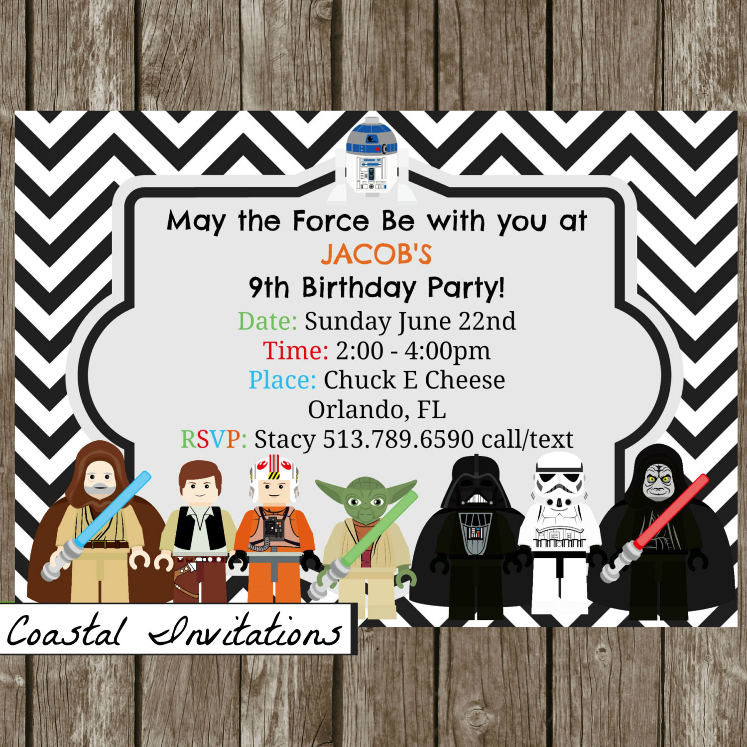 Lego Star Wars Birthday Party
 Lego Star Wars Birthday Party Invitation by CoastalInvitations