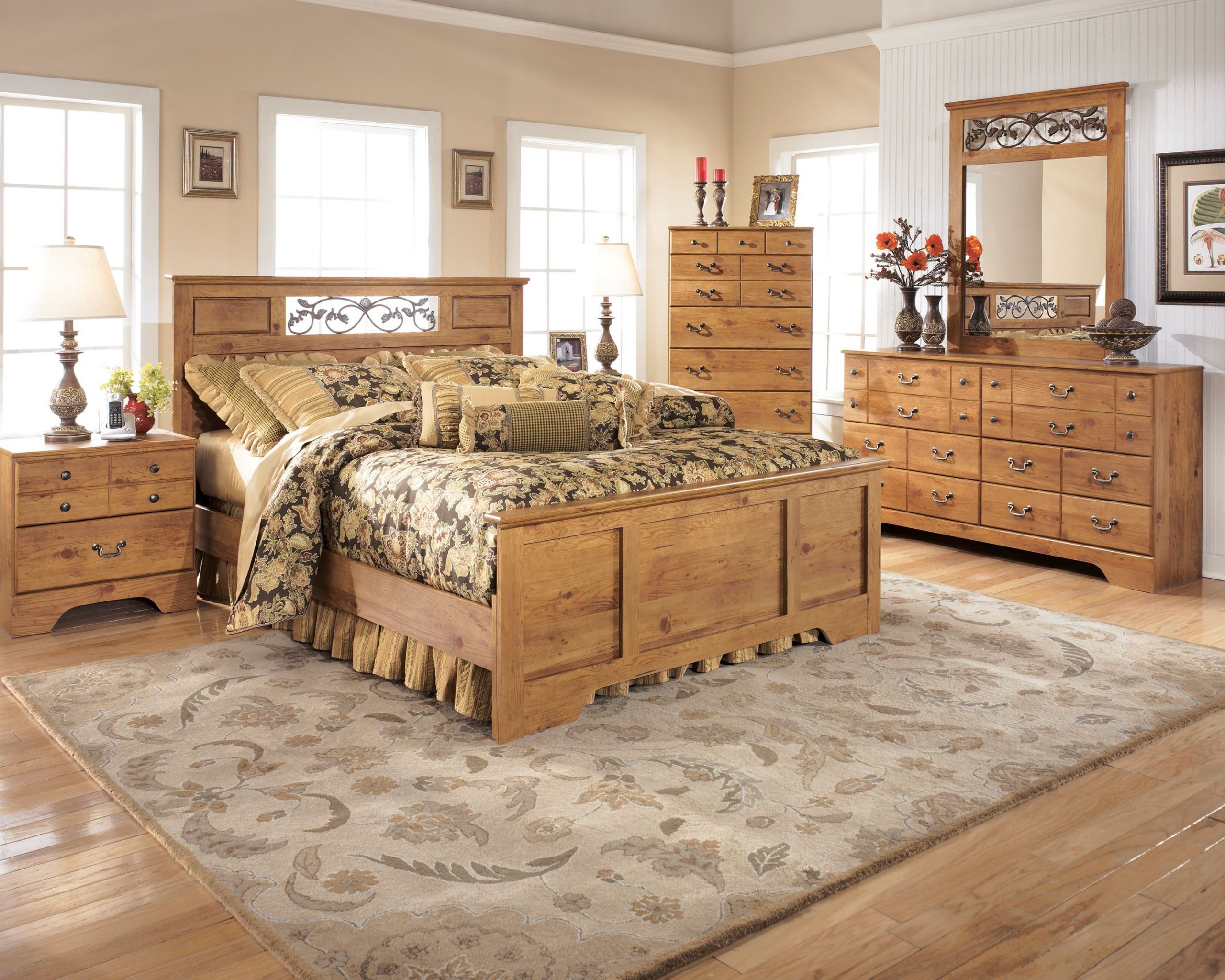 Light Colored Bedroom Sets
 Bittersweet Light Brown 4 PC Queen Panal Bedroom Set B219