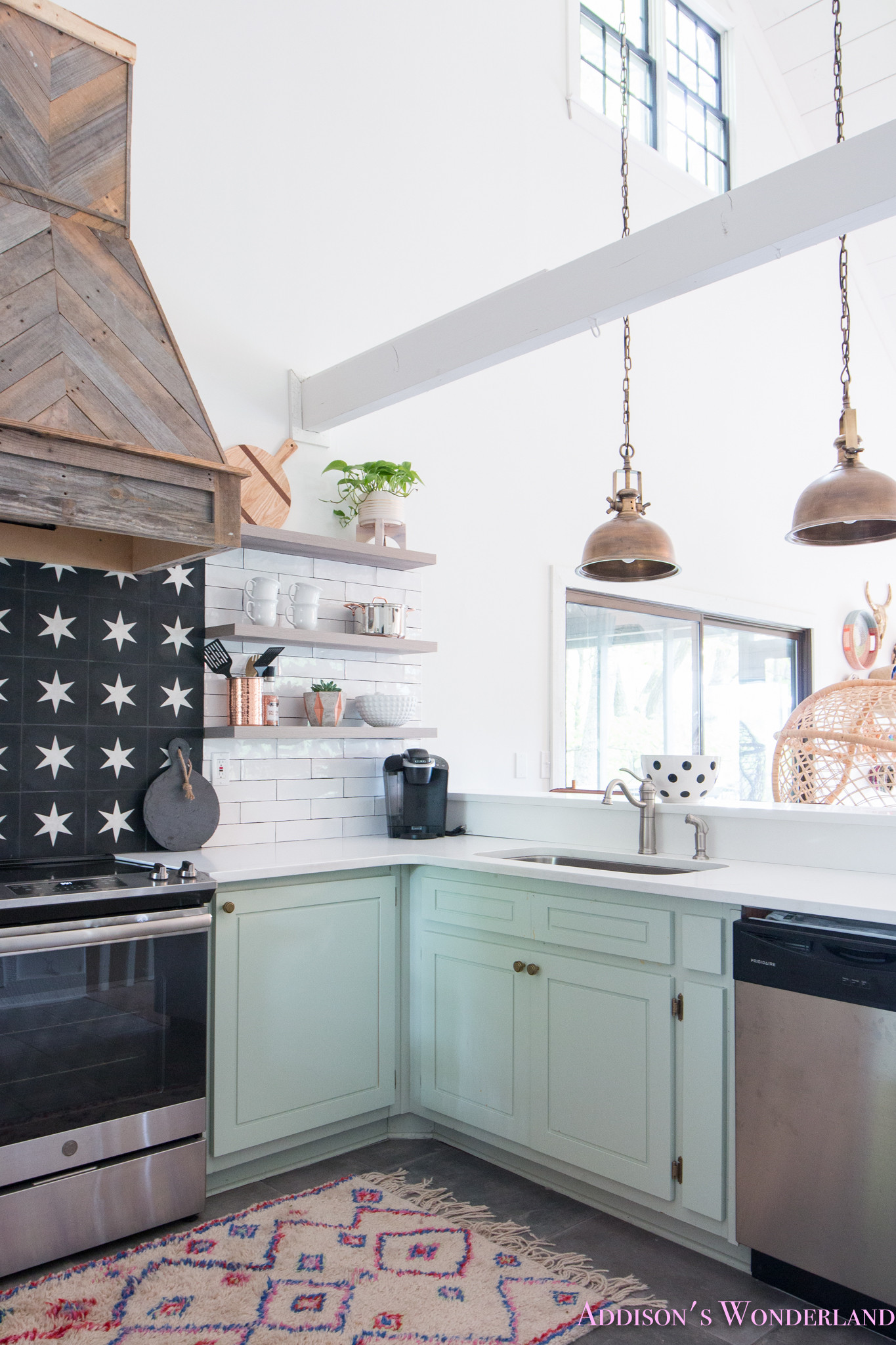 Light Green Kitchen
 The Full Reveal of Our White Cabin Kitchen w Light Mint