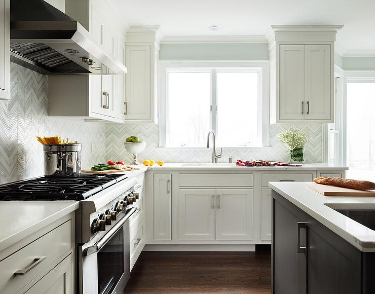 Light Green Kitchen
 White and Blue Kitchen with Curved Apron Sink