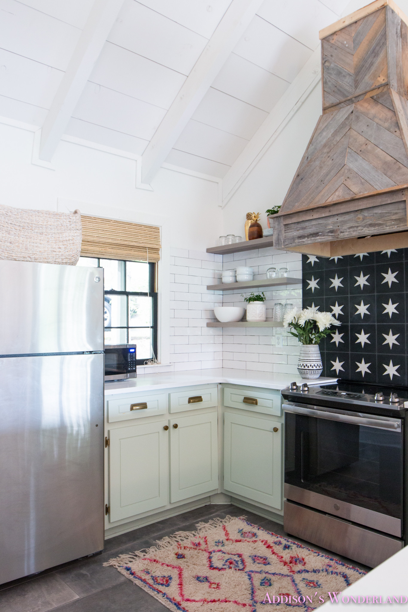 Light Green Kitchen
 The Full Reveal of Our White Cabin Kitchen w Light Mint