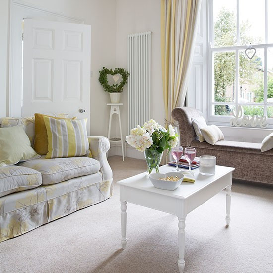 Light Yellow Living Room
 White and pale yellow living room