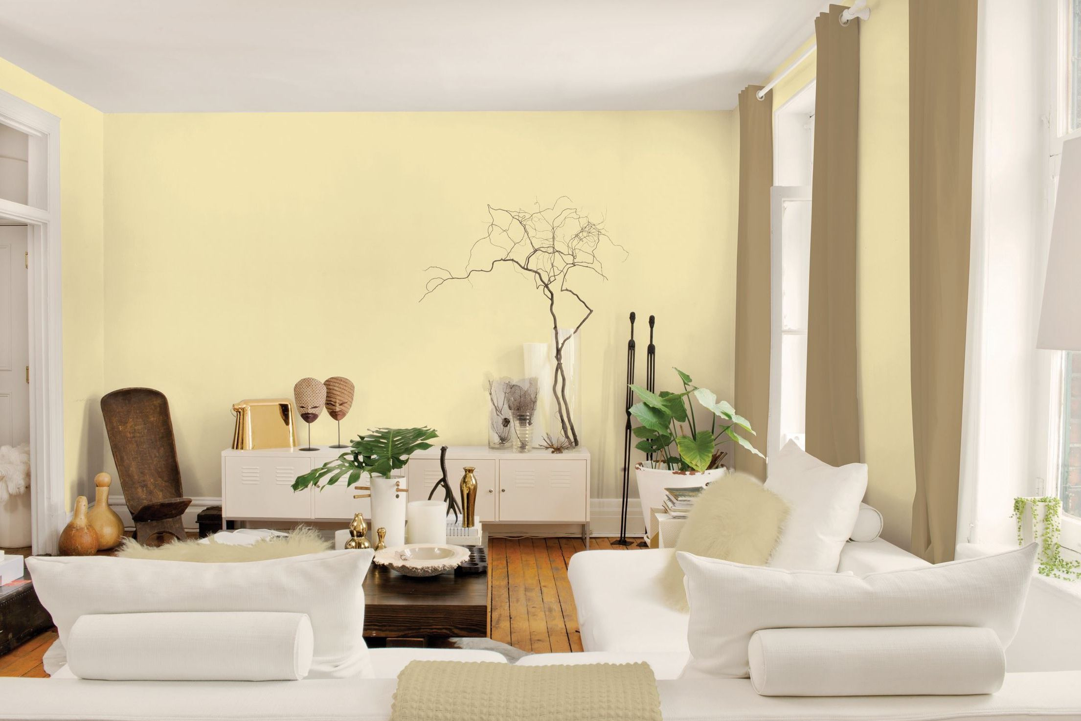 Light Yellow Living Room
 Interior Inspiration Color of Walls for Yellowish Wood