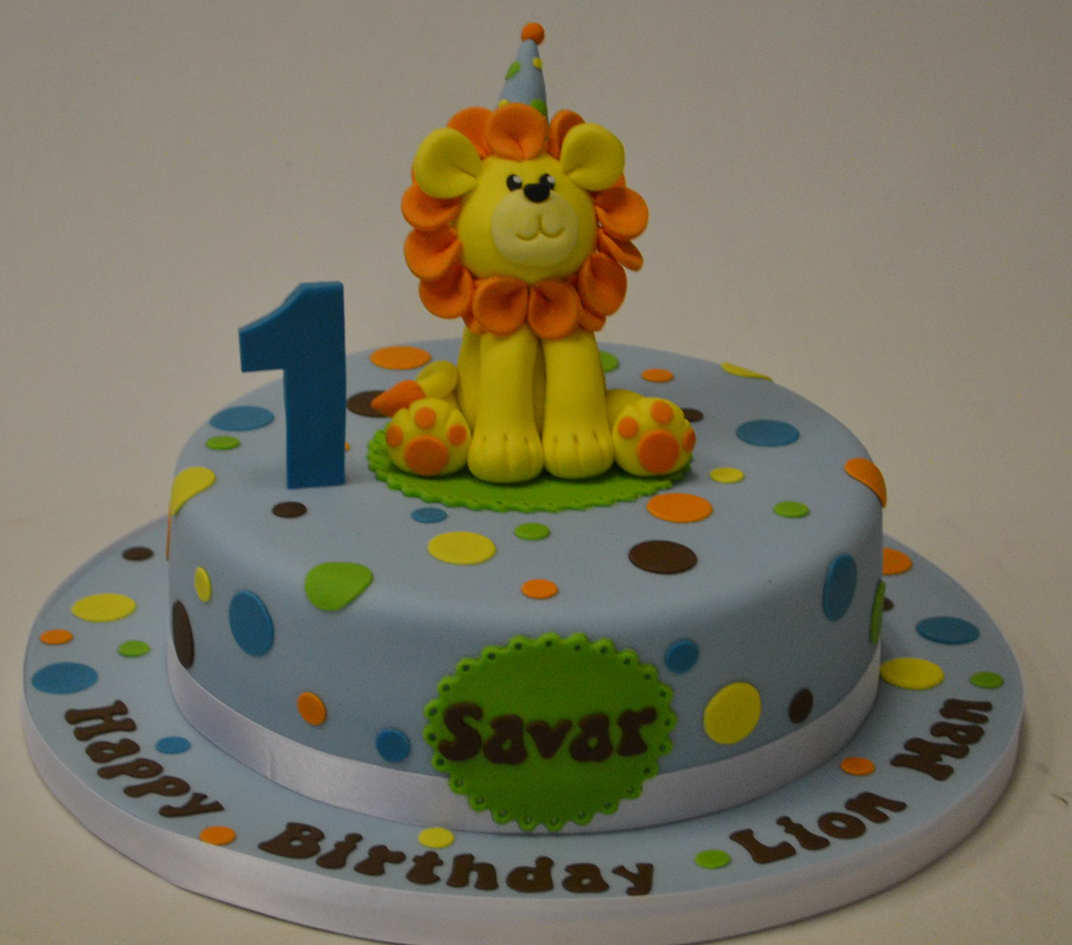 Lion Birthday Cake
 1st Birthday Polka Dot Cake with Lion Baby Shower Cakes
