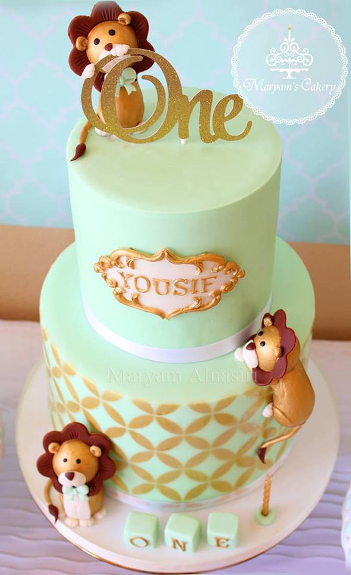 Lion Birthday Cake
 Kara s Party Ideas Elegant Baby Lion Birthday Party