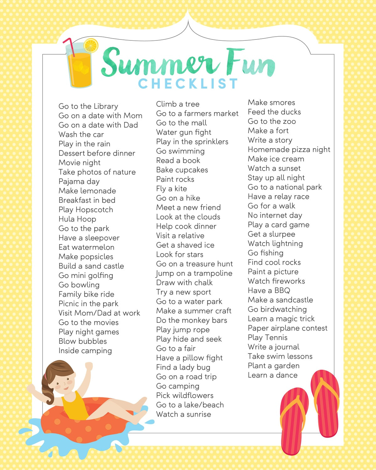 List Of Creative Activities For Adults
 Summer Fun List Printable Lil Luna