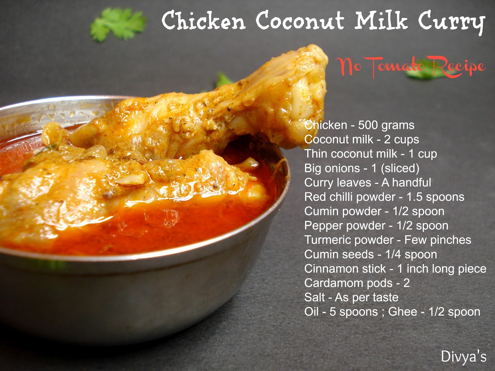 List Of Indian Chicken Recipes
 Chicken Coconut Milk Curry No Tomato Recipe You Too