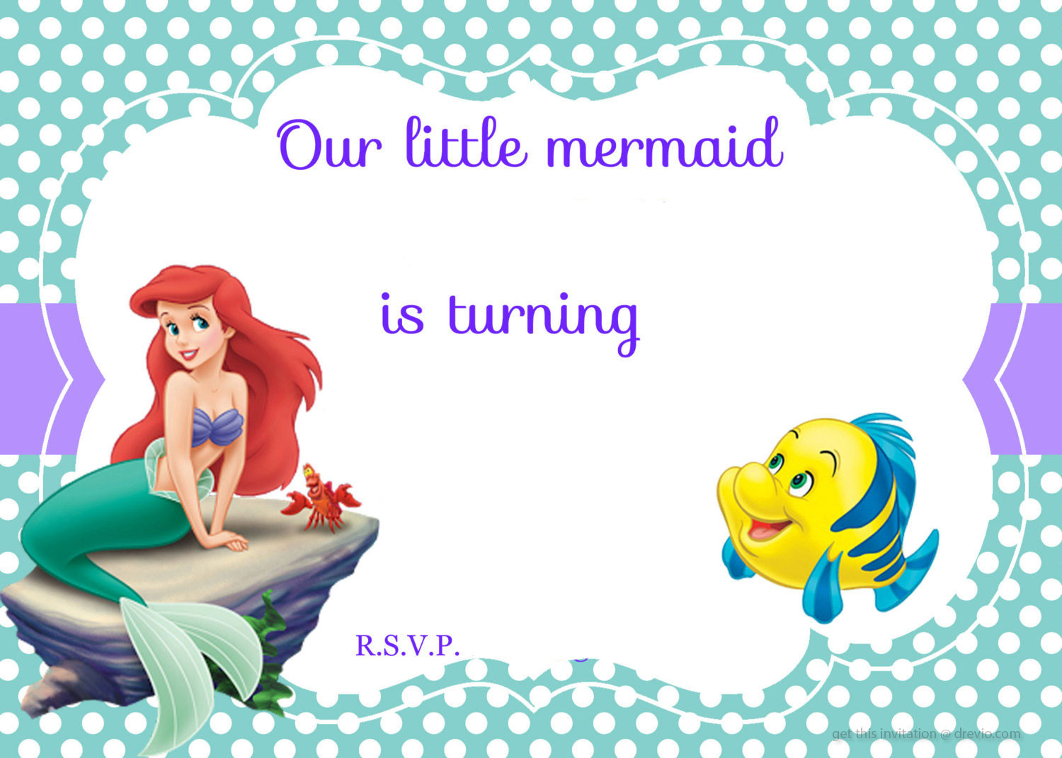 Little Mermaid Birthday Invitations
 Updated Free Printable Ariel the Little Mermaid