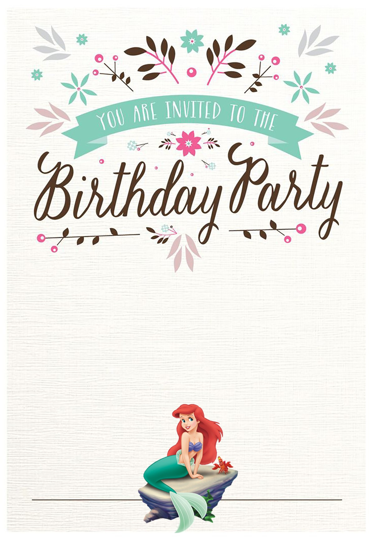 Little Mermaid Birthday Invitations
 Little Mermaid Free Printable Invitation Templates