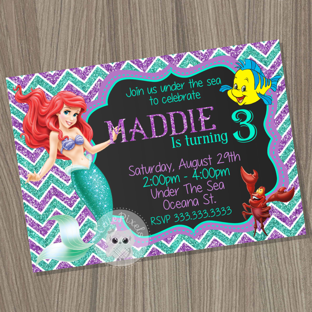 Little Mermaid Birthday Invitations
 Little Mermaid Invitation Ariel Invitation Disney Little