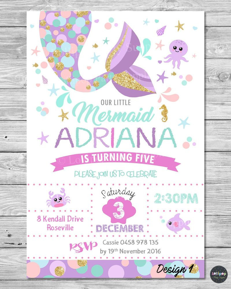 Little Mermaid Party Invitation Ideas
 Little mermaid invitations invite 1st first birthday party