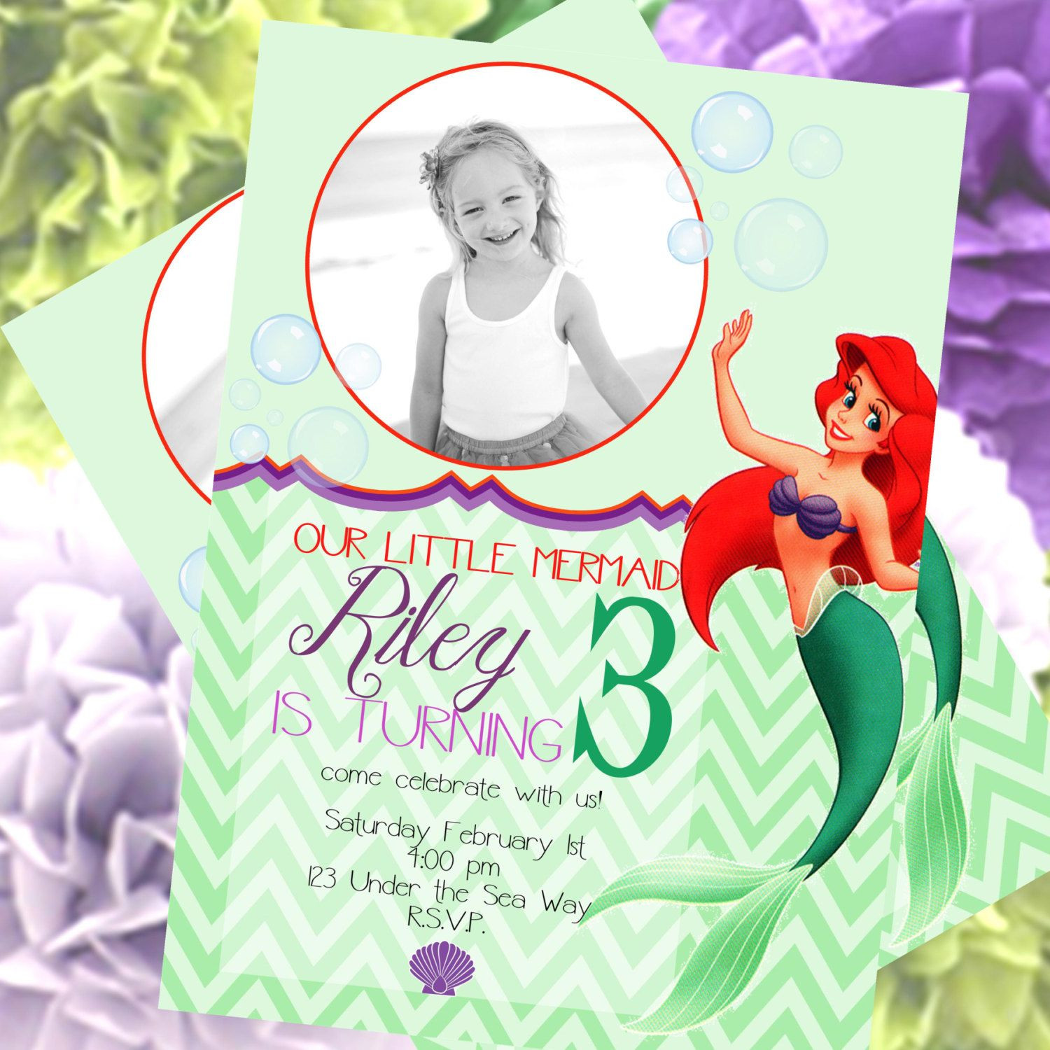 Little Mermaid Party Invitation Ideas
 Little Mermaid Birthday Invitation Ariel by MerrimentPress