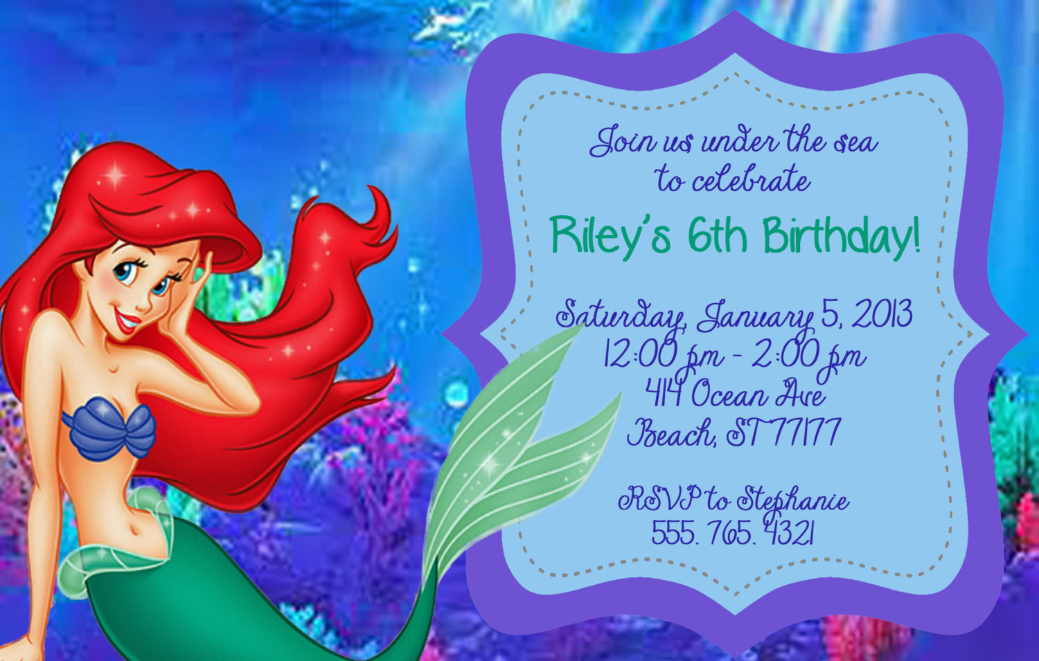 Little Mermaid Party Invitation Ideas
 Little Mermaid Printable Birthday Invitations