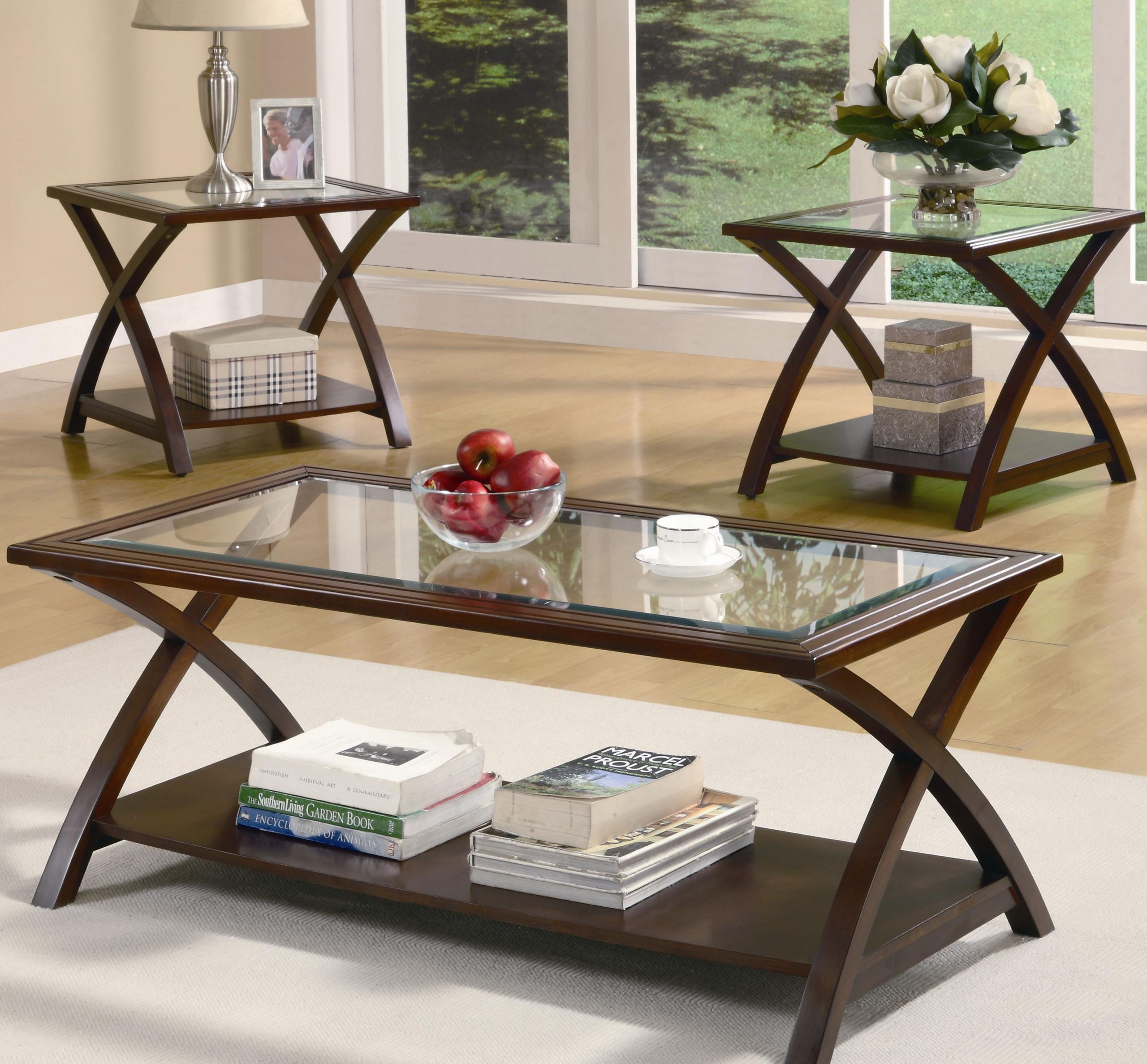 Living Room Coffee Table Sets
 Coaster Furniture 3 Piece “X” Occasional Table Set
