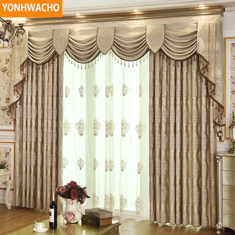 Living Room Curtains With Valance
 Custom curtains luxury living room embroidered simple