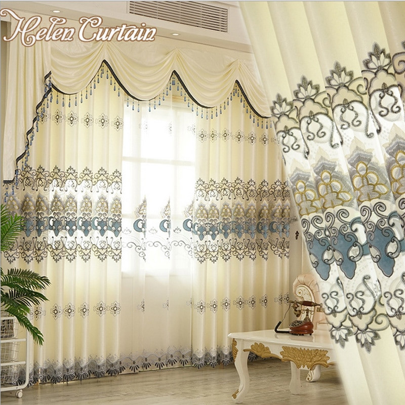 Living Room Curtains With Valance
 Helen Curtain New Arrive Embroidered Set Curtains Luxury