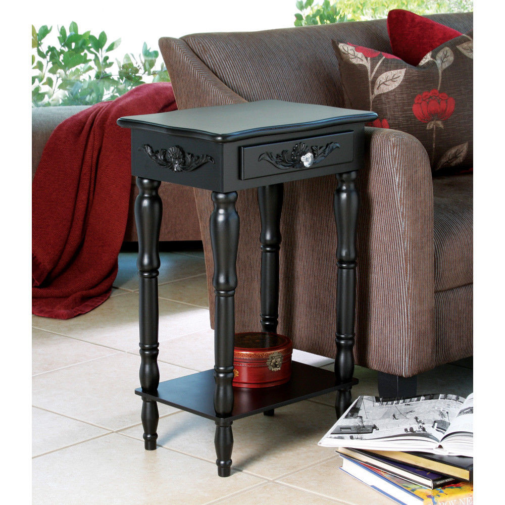 Living Room End Table Decor
 COLONIAL CARVED SIDE END TABLE NIGHTSTAND BLACK ELEGANT