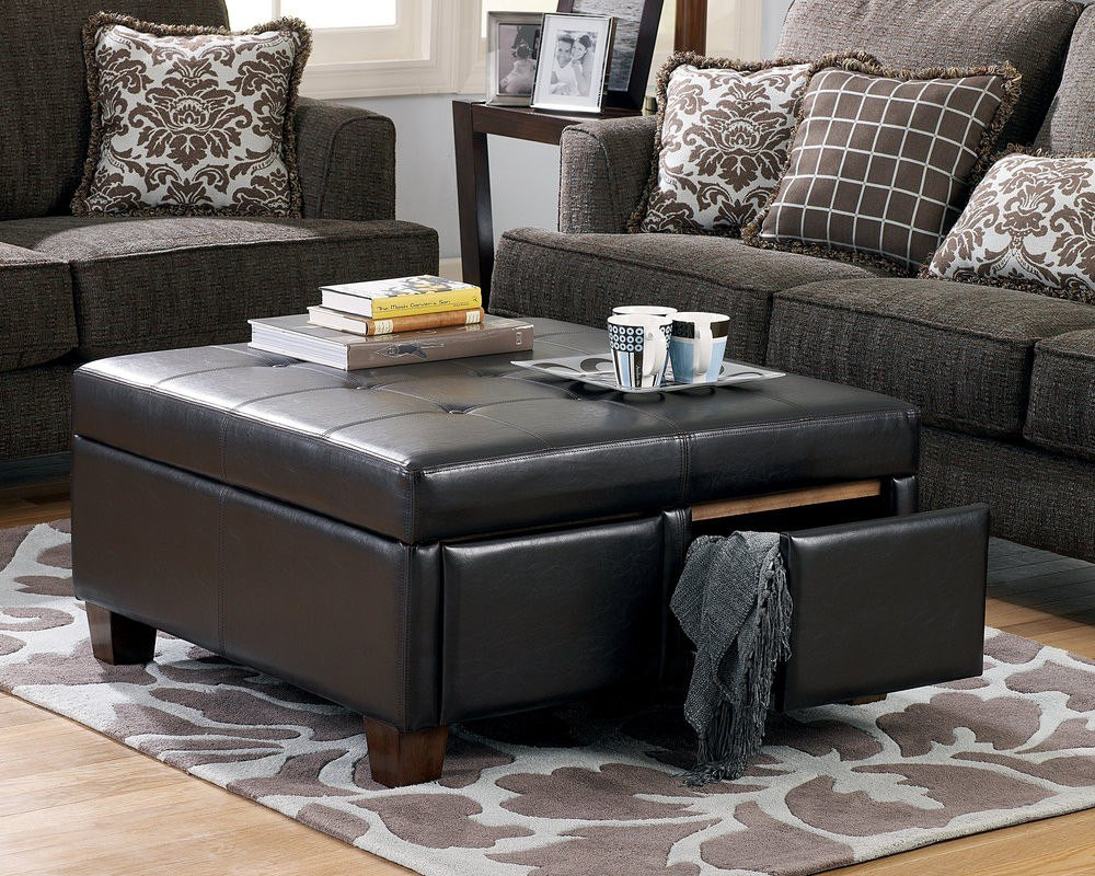 Living Room Ottoman Coffee Table
 Unique and Creative Tufted Leather Ottoman Coffee Table