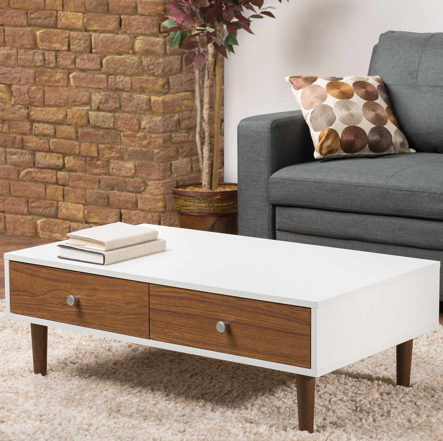 Living Room Tables With Storage
 White Coffee Table Storage Drawer Modern Wood Furniture