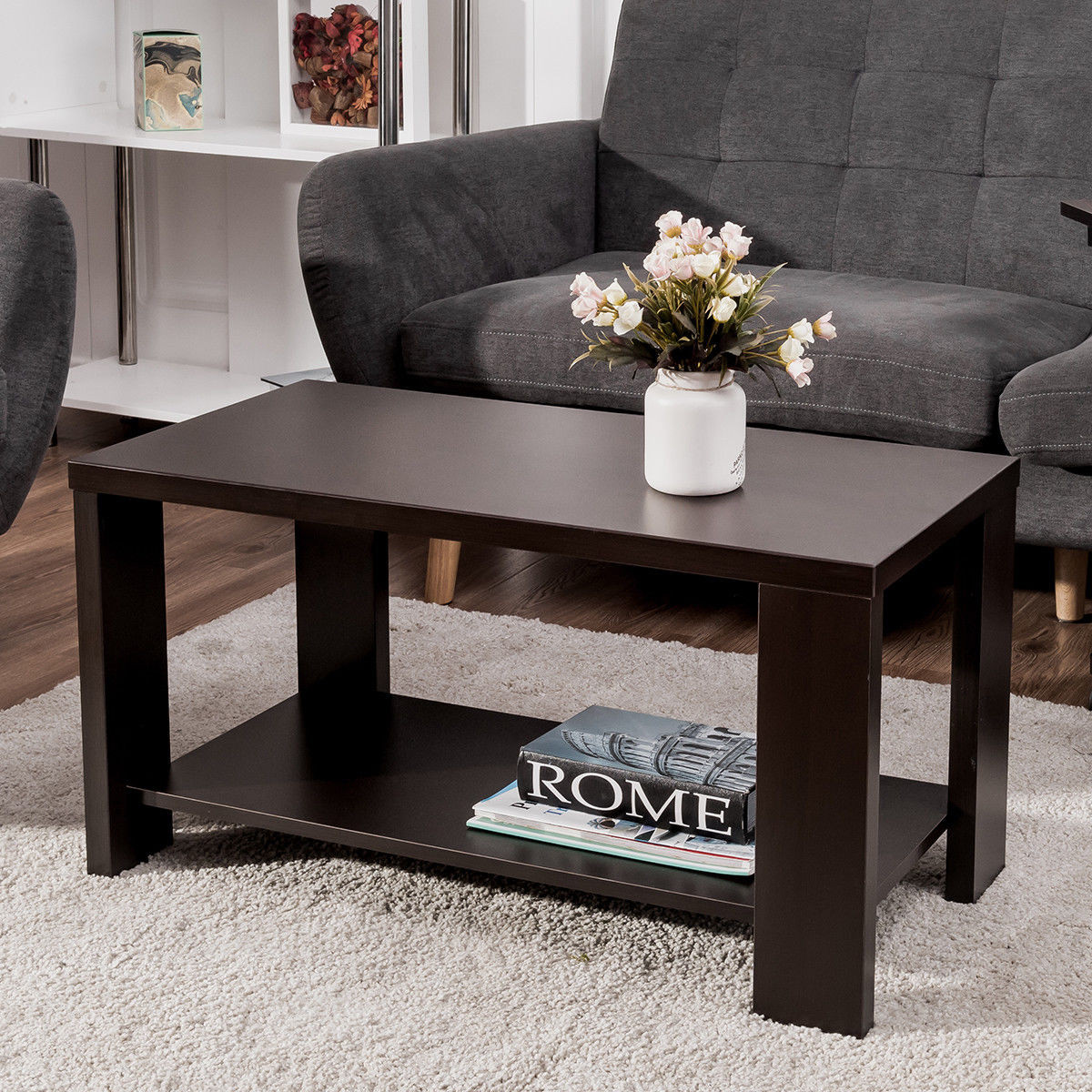 Living Room Tables With Storage
 Giantex Coffee Table Rectangular Cocktail Table Wood