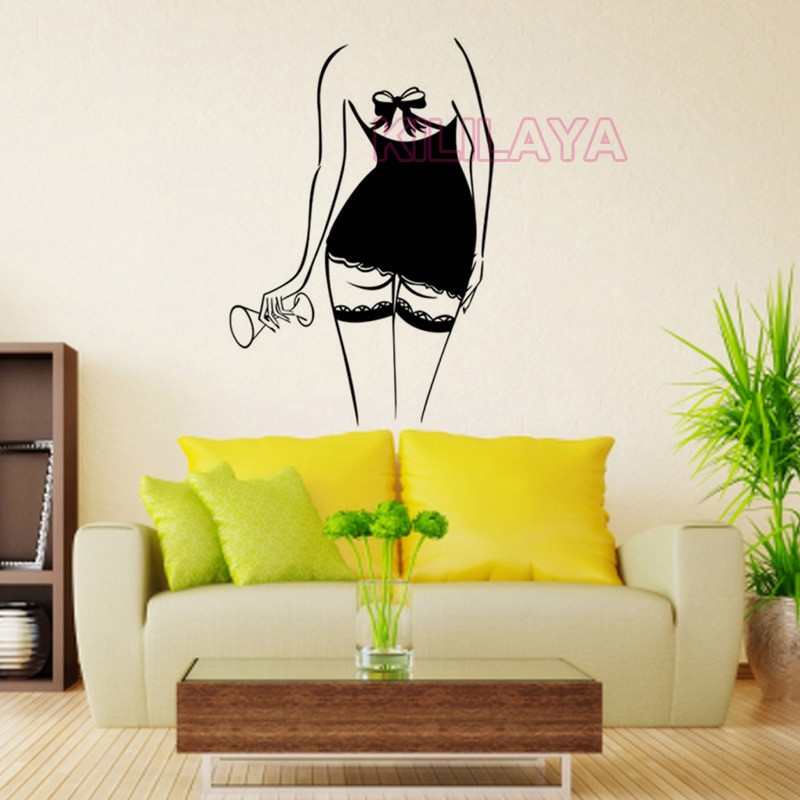 Living Room Wall Art Stickers
 Vinyl Walls Sticker y Woman Wineglass Wall Stickers for