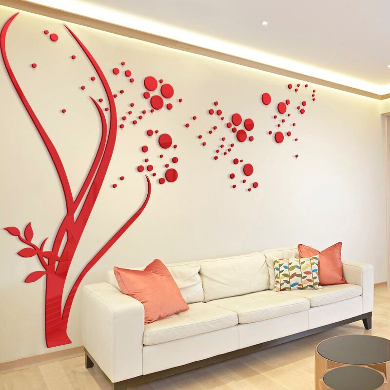 Living Room Wall Art Stickers
 3D Size Round Dots Tree Wall Stickers Home Decor