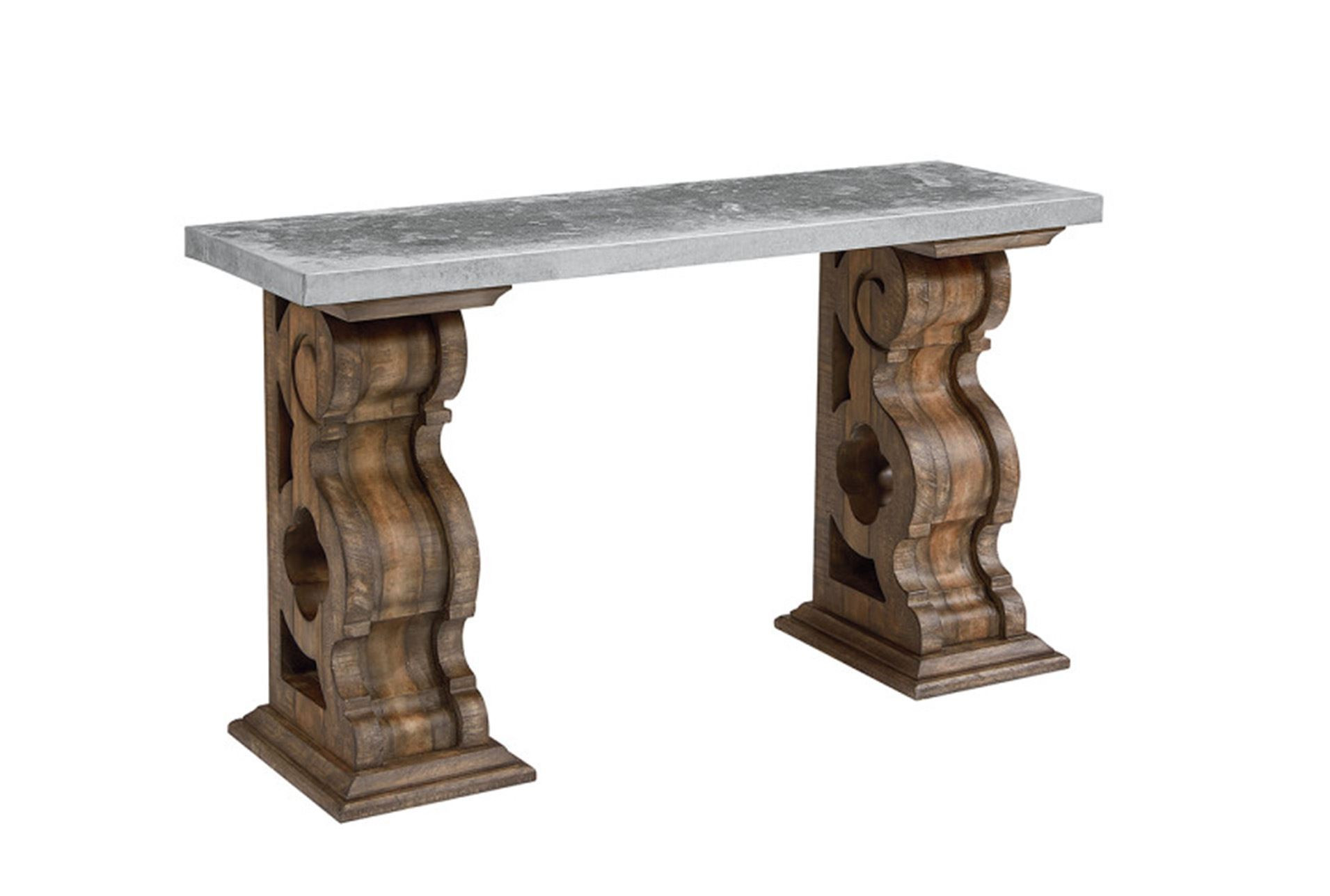 Living Spaces Sofa Table
 Magnolia Home Double Pedestal Sofa Table With Zinc Top By