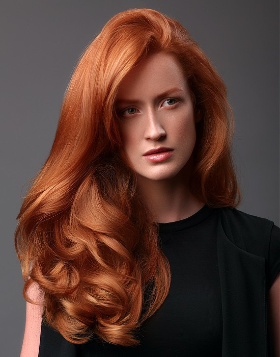 Long Red Hairstyles
 Long natural wavy copper hairstyle with side swept hair